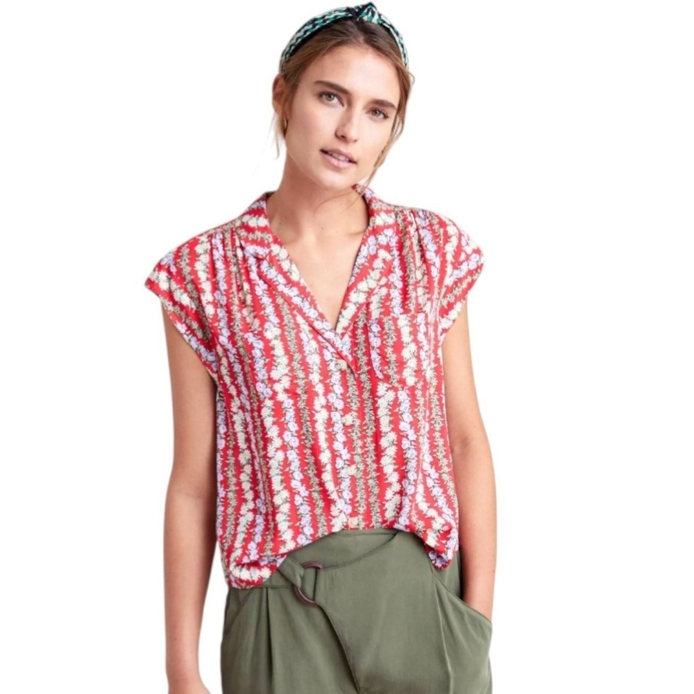 ANTHROPOLOGIE Colloquial Conversations No. 49 Sweet Daisy Chain Floral Top XS